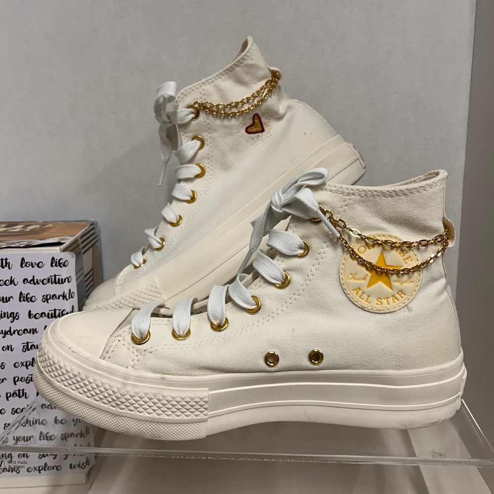 Converse CTAS Lift Hi Platform Gold Chain